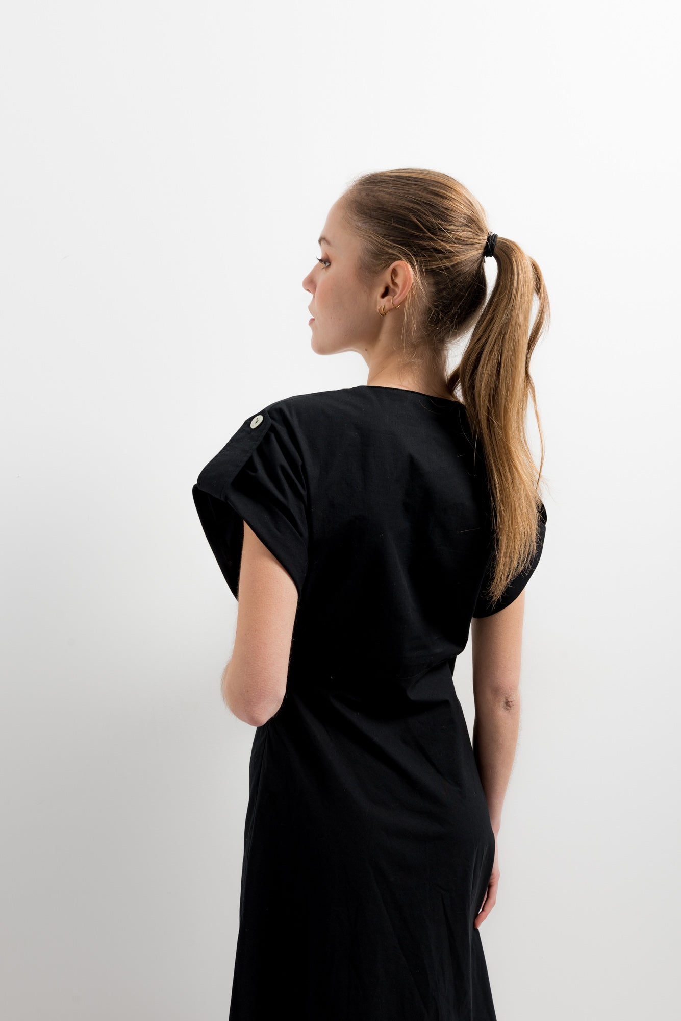 Black Poplin Midi Dress | Timeless Elegance & Effortless Comfort