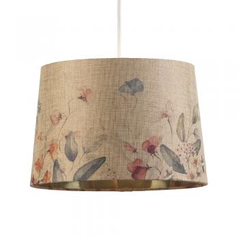 14" Drum Shade with Gold Inner – Floral, Leaves & Rose Designs | Ceiling Pendant or Lamp