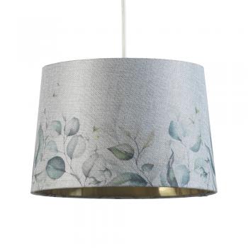 14" Drum Shade with Gold Inner – Leaves | Ceiling Pendant or Lamp
