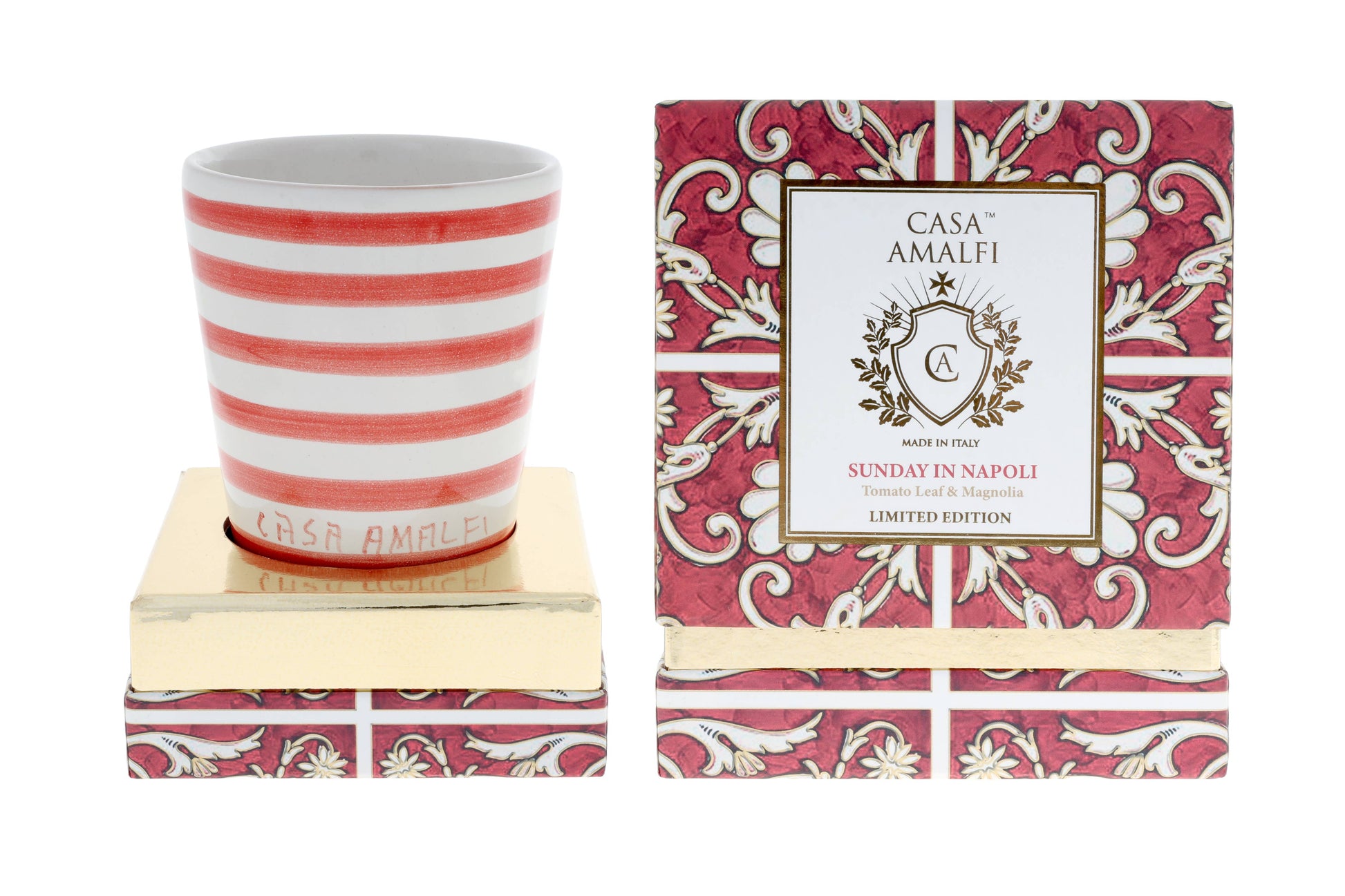 Casa Amalfi mug and packaging on a white background