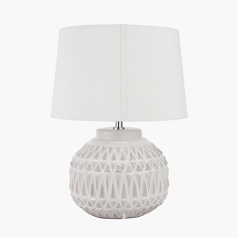 Warm White Aztec Texture Ceramic Table Lamp by Pacific