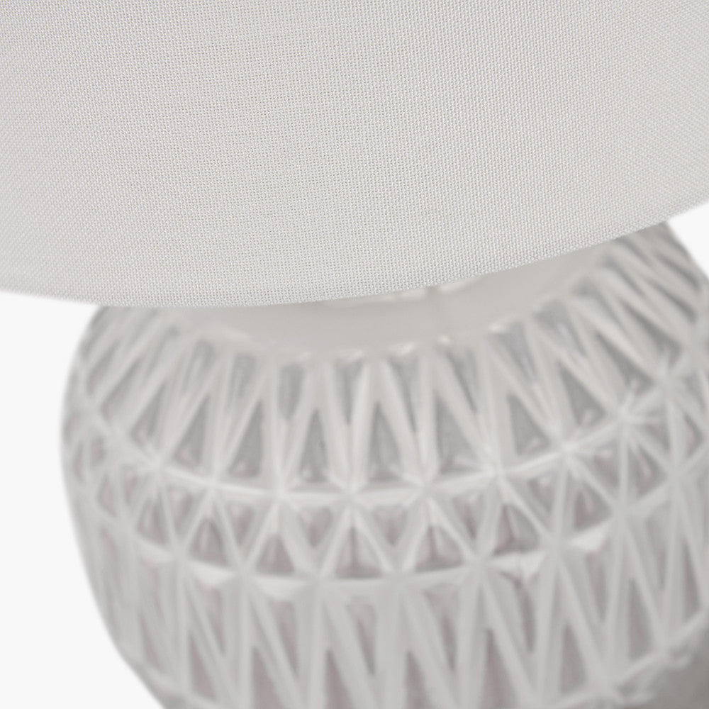 Warm White Aztec Texture Ceramic Table Lamp by Pacific