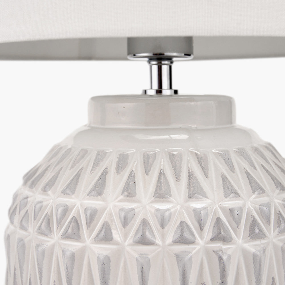 Warm White Aztec Texture Ceramic Table Lamp by Pacific