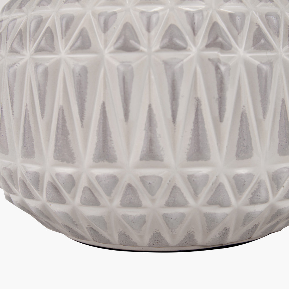 Warm White Aztec Texture Ceramic Table Lamp by Pacific