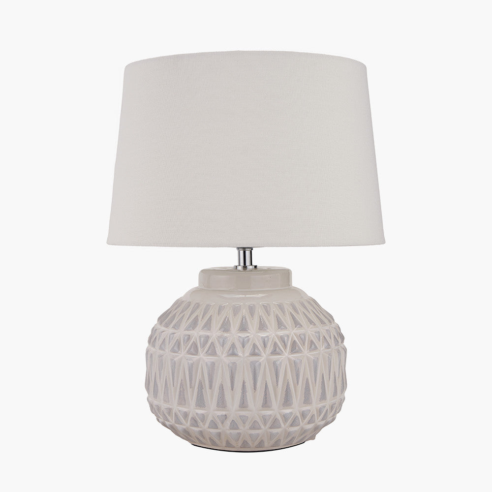 Warm White Aztec Texture Ceramic Table Lamp by Pacific
