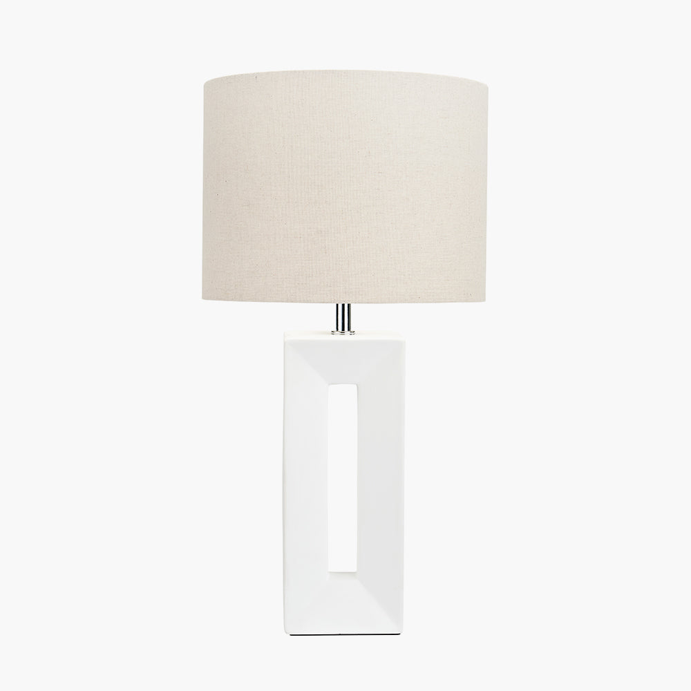 Block White Ceramic Tall Table Lamp by Pacific