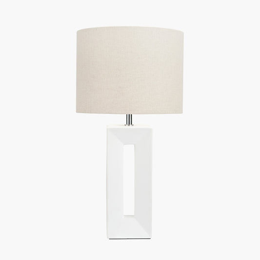 Block White Ceramic Tall Table Lamp by Pacific