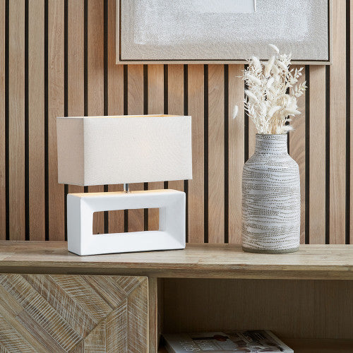 White Ceramic Rectangular Table Lamp