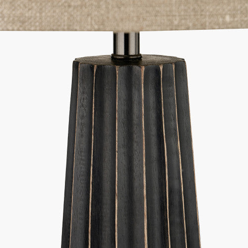 Black Wash Mango Wood Table Lamp with Natural Linen Shade