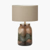 Hand-Blown Bubble Glass Table Lamp Base – Brown & Forest Green with Gold Accents
