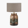 Hand-Blown Bubble Glass Table Lamp Base – Brown & Forest Green with Gold Accents