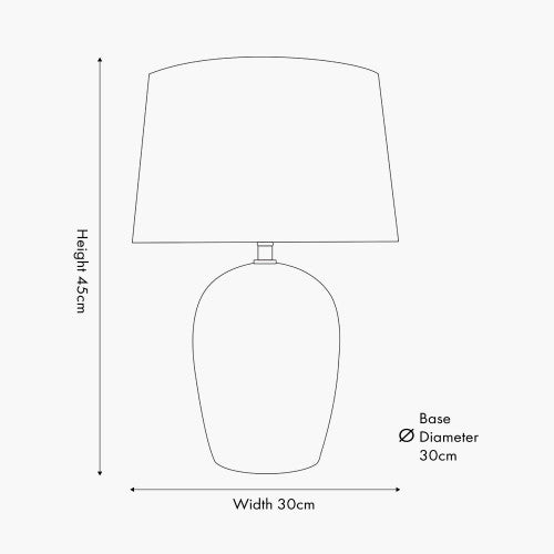 Sage & White Striped Ceramic Table Lamp with White Cotton Shade