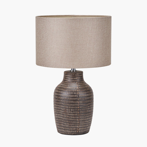 Earth Coloured Textured Tall Ceramic Table Lamp