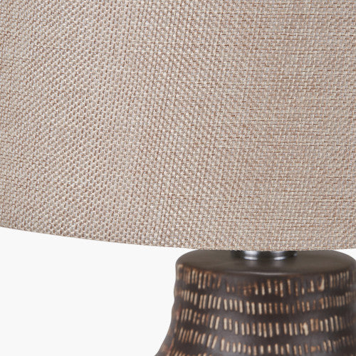 Earth Coloured Textured Tall Ceramic Table Lamp