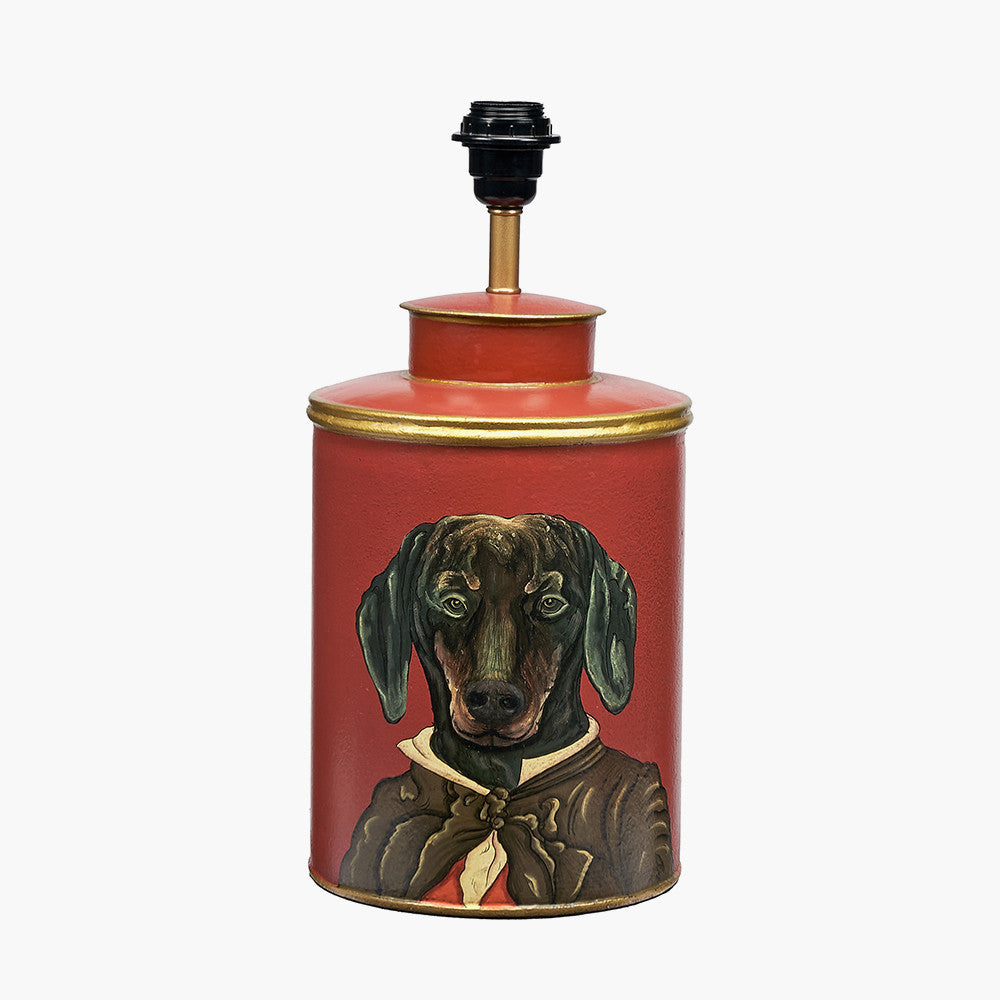 Dachshund Hand-Painted Metal Table Lamp Base – Red