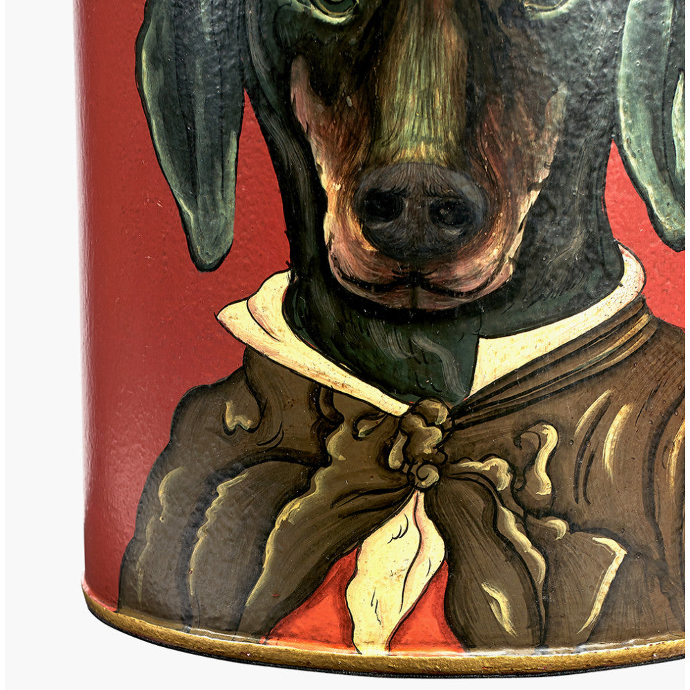 Dachshund Hand-Painted Metal Table Lamp Base – Red