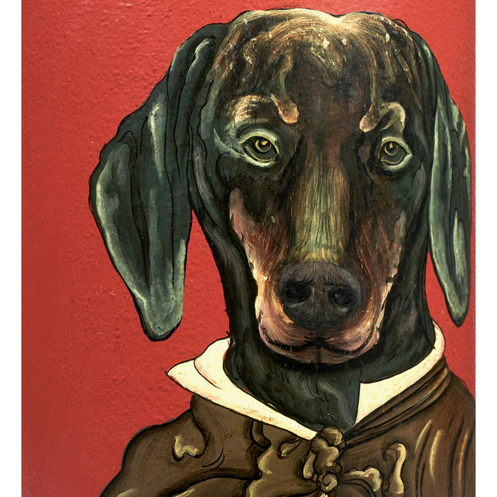 Dachshund Hand-Painted Metal Table Lamp Base – Red
