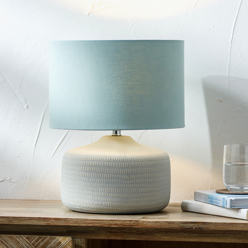 Duck Egg Textured Ceramic Table Lamp and Shade