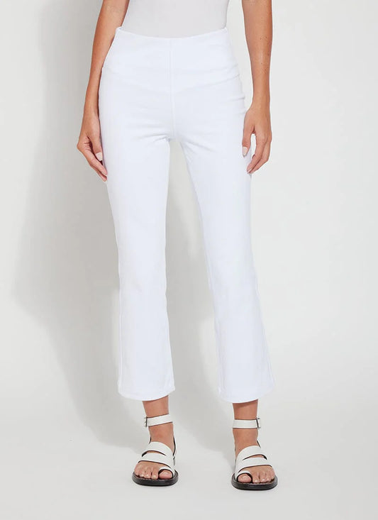 Ankle Crop Denim Baby Bootcut Jeans – White | High-Waisted Stretch Denim by Lyssé