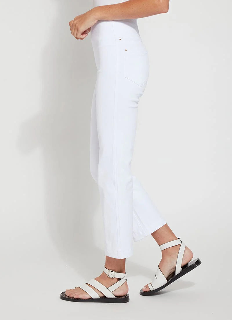Ankle Crop Denim Baby Bootcut Jeans – White | High-Waisted Stretch Denim by Lyssé