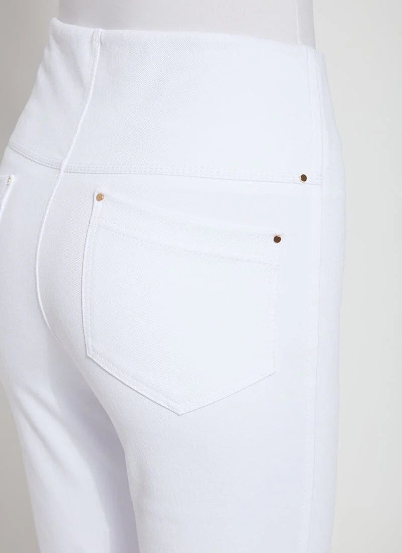 Ankle Crop Denim Baby Bootcut Jeans – White | High-Waisted Stretch Denim by Lyssé