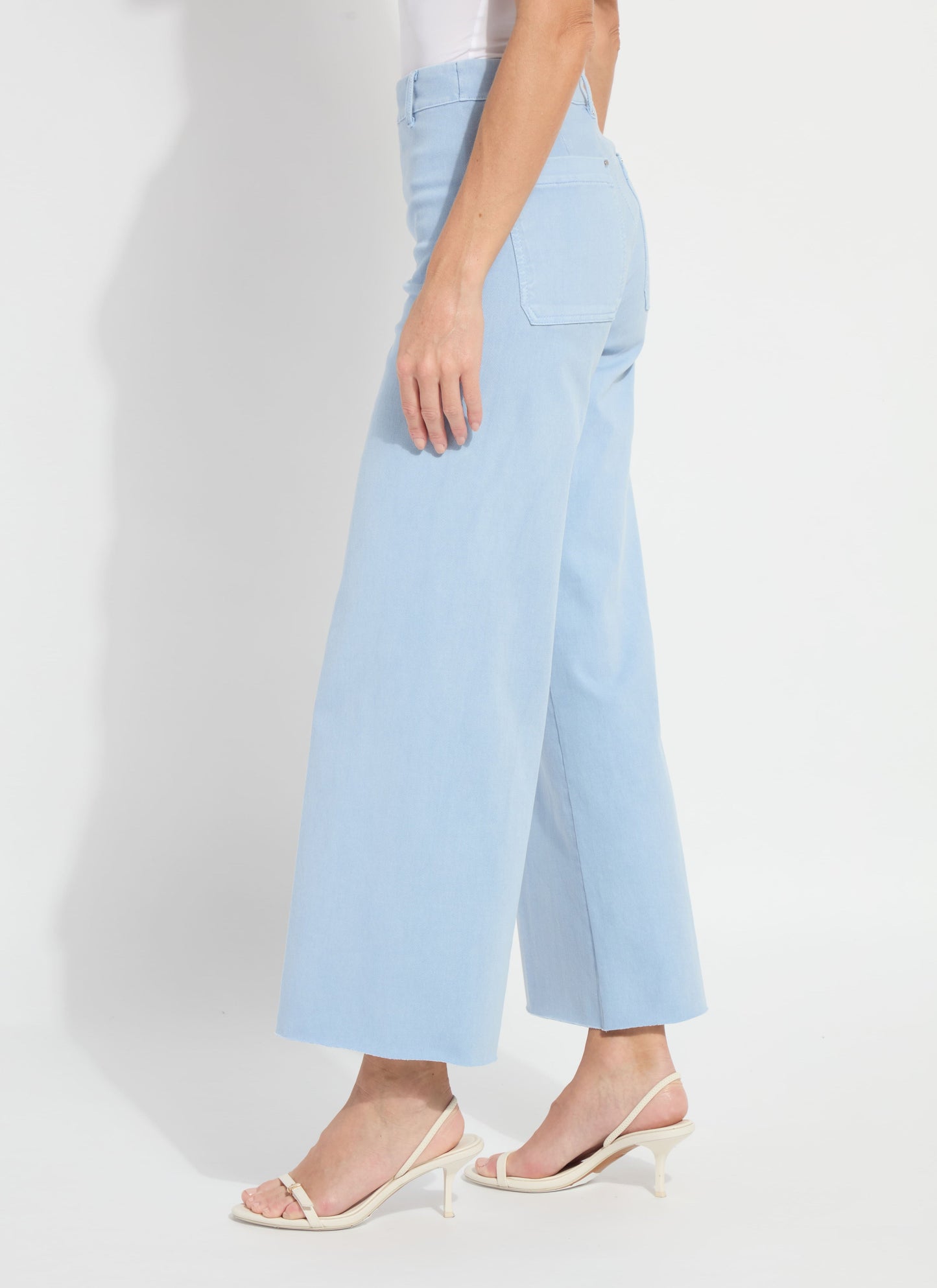Erin High Waist Wide Leg Jeans in Chalk Blue by Lysse