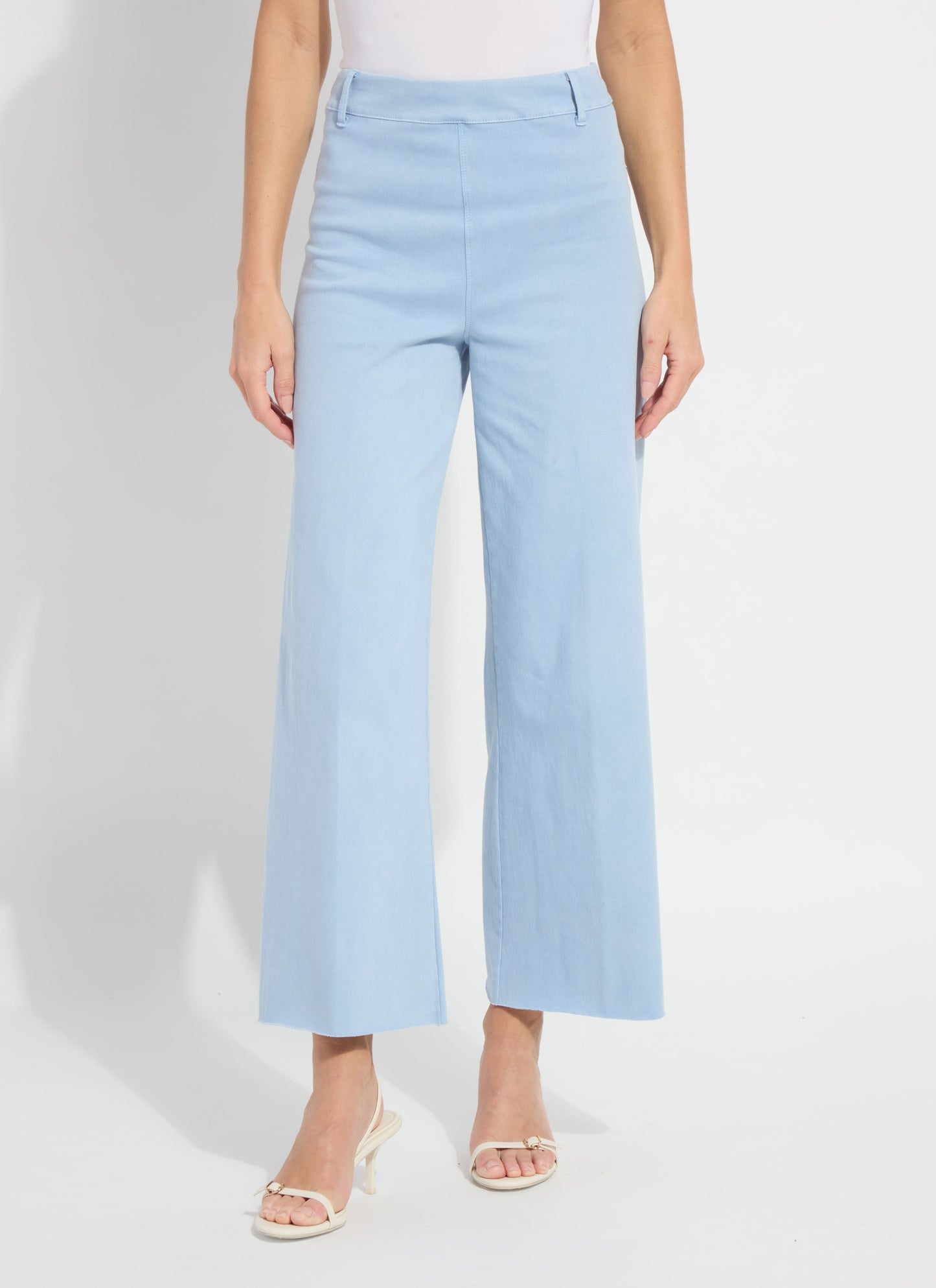 Erin High Waist Wide Leg Jeans in Chalk Blue by Lysse