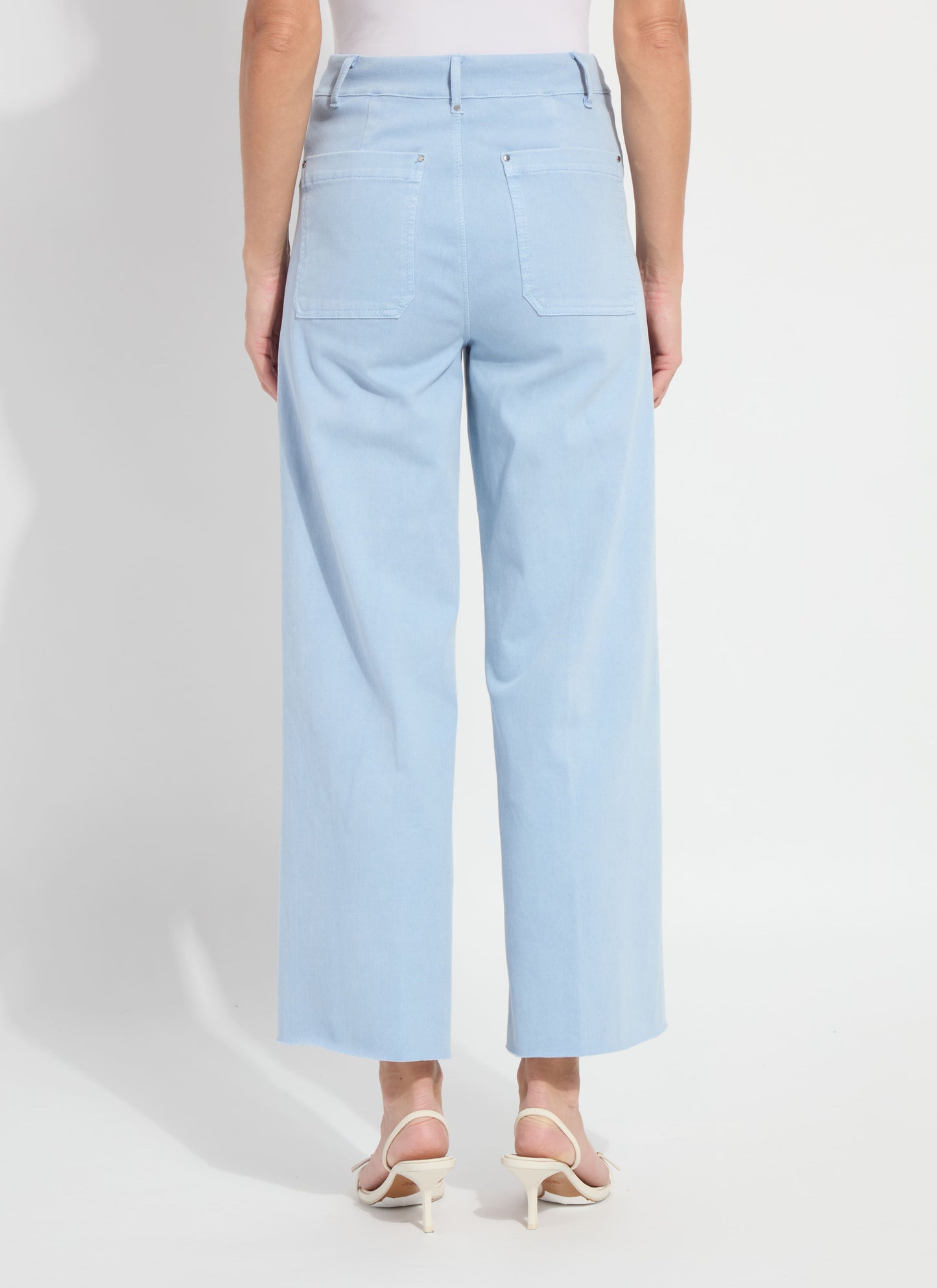Erin High Waist Wide Leg Jeans in Chalk Blue by Lysse