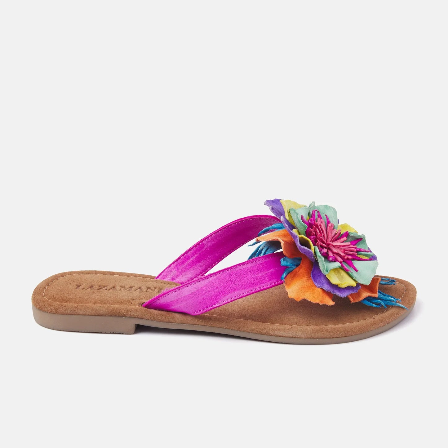 Lazamani Vibrant Leather Flower Sandals – Hand-Painted Summer Mules