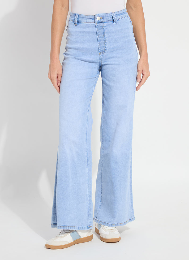 Iris Wide Leg Jeans in Bleached Blue by Lysse