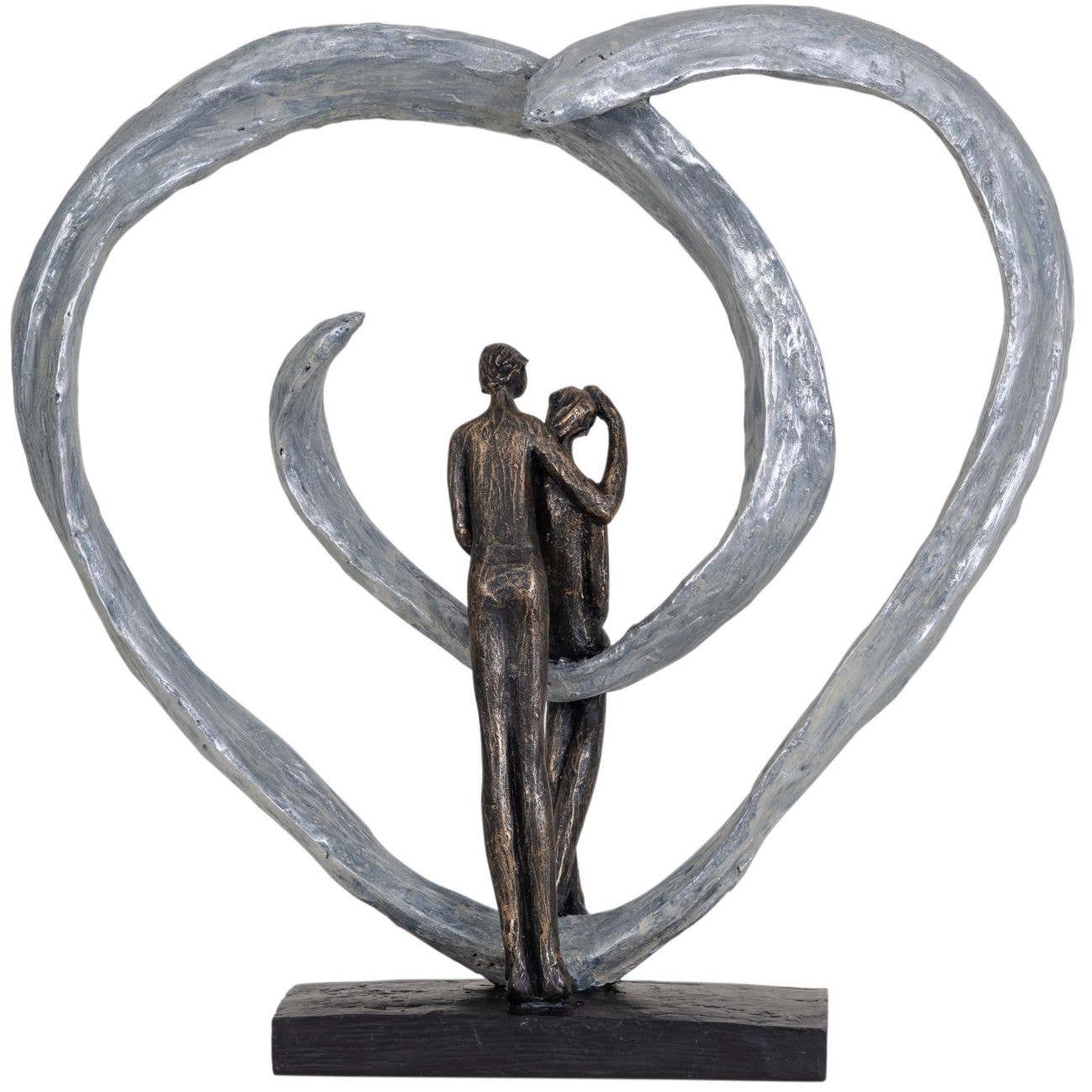 Love Sculpture in Circular Heart – Bronze | Woodcock and Cavendish