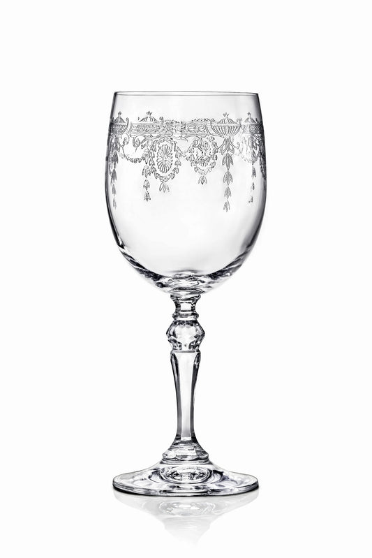 Etched Catherine Red Wine Glass – Elegant Vintage-Inspired Stemware