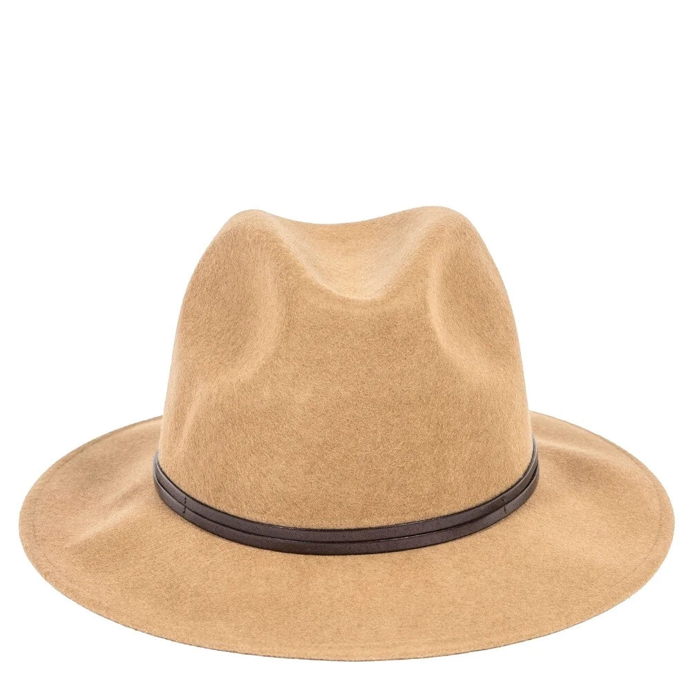 Wool Felt Fedora Hat – Cappuccino | Unisex Luxury Italian Hat with Leather Band