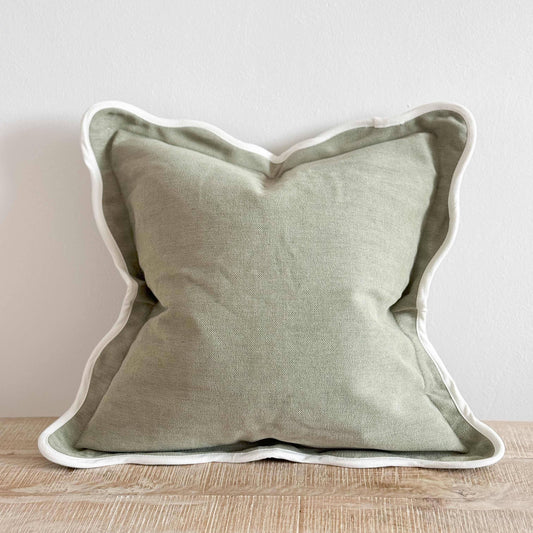 Sage Green Cushion with Feather Fill – Linen Blend 45x45cm
