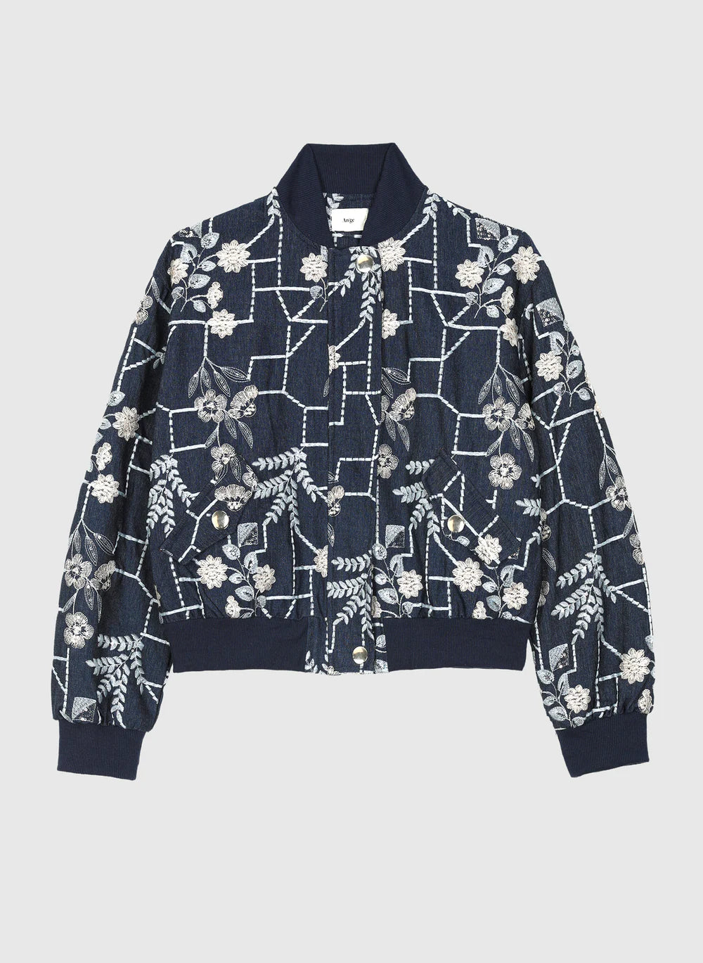 Indigo Jacquard Knit Oversized Jacket by An'ge