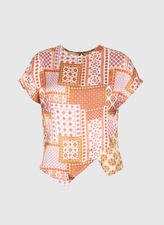 Kleor Asymmetric Satin-Effect Top in Ochre — An'ge
