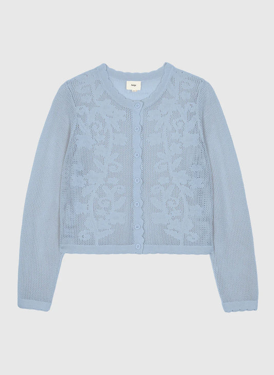Nanita Fine Knit Cardigan in Sky Blue — An'ge