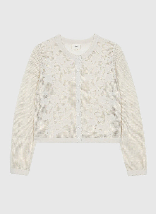 Nanita Fine Knit Cardigan in Ecru — An'ge