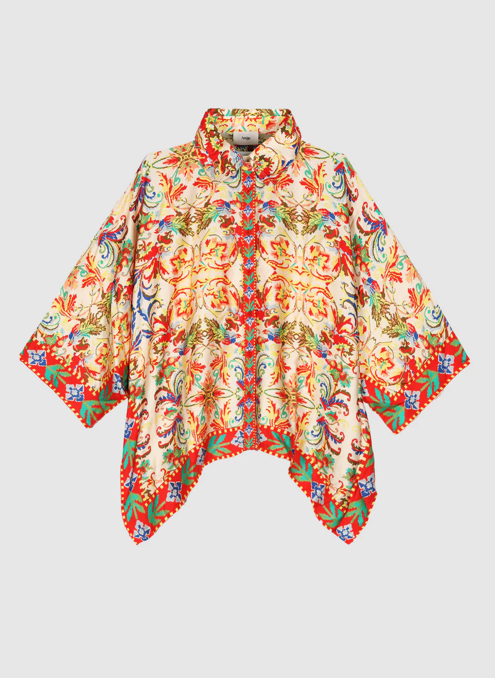 Sarlena Satin-Effect Printed Shirt – Ecru | Women's Luxury Modal Top