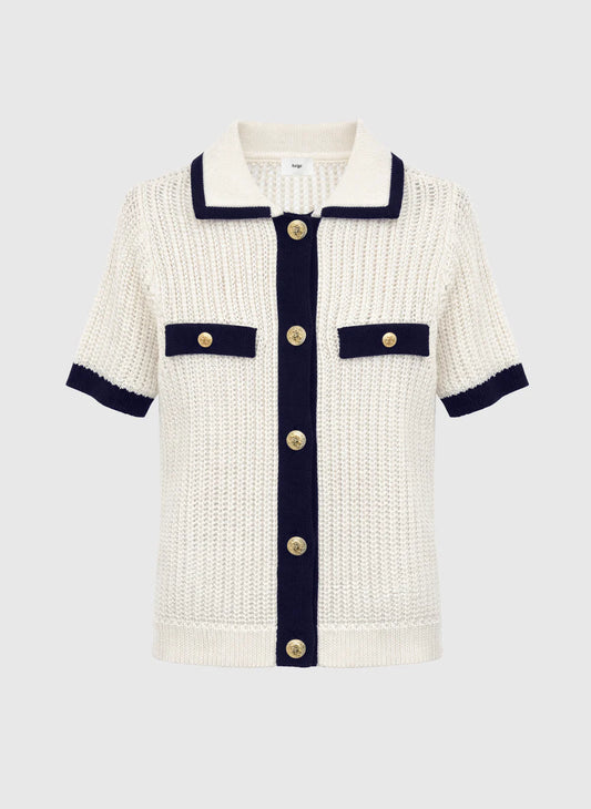 Short Sleeve Polo Neck Cardigan — An'ge