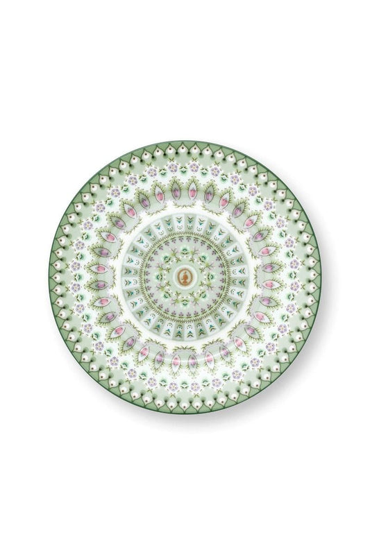 Lily & Lotus Light Green Pastry Plate – Floral Pastel Pattern | Dishwasher Safe