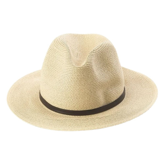 Plaited Paper Hat – Mastic | Luxury Sun Hat with Leather Band