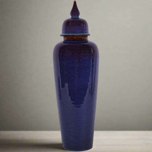 Ginger Jar Reactive Glaze Ceramic Blue