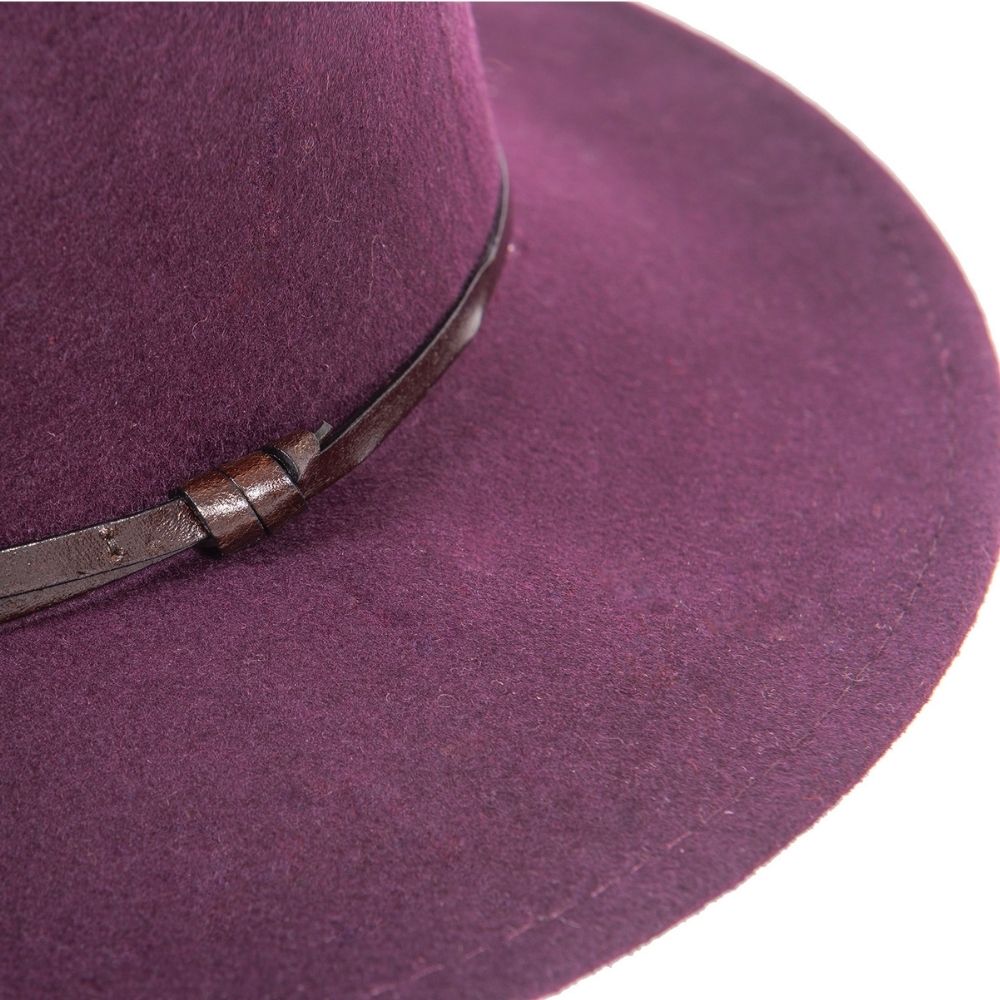 Wool Felt Fedora Hat – Plum | Unisex Luxury Italian Hat with Leather Band