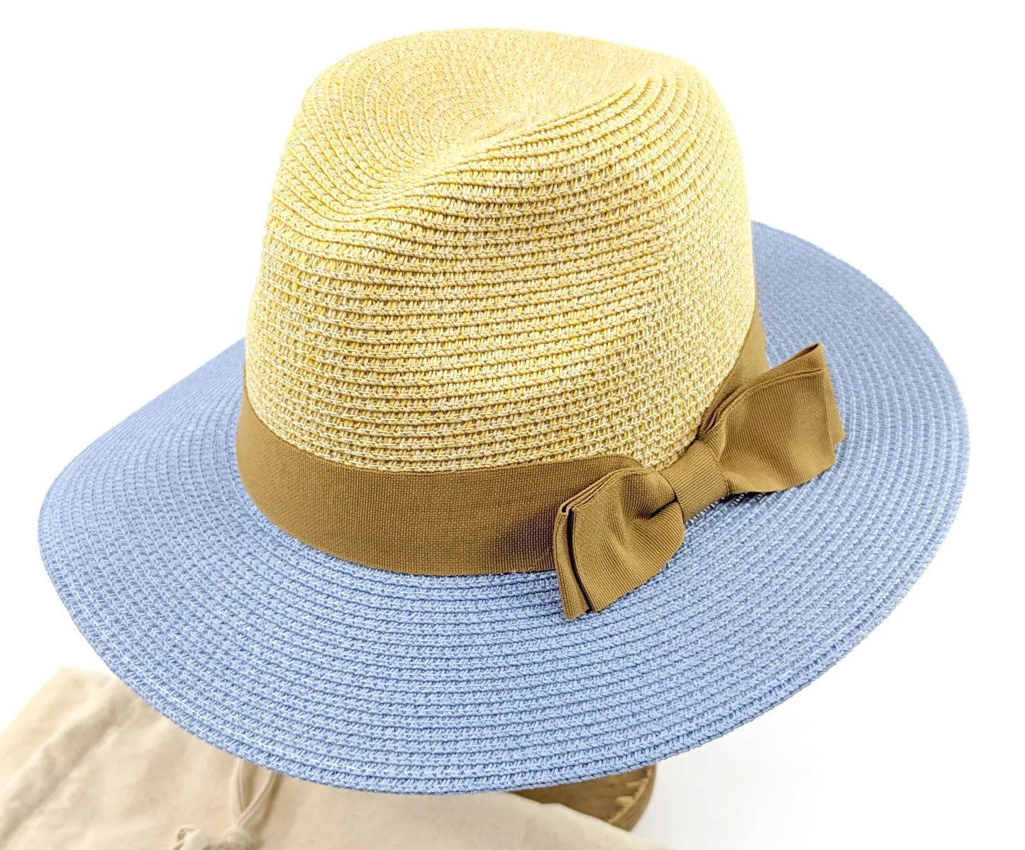 Panama Foldable Hat - Blue/Natural