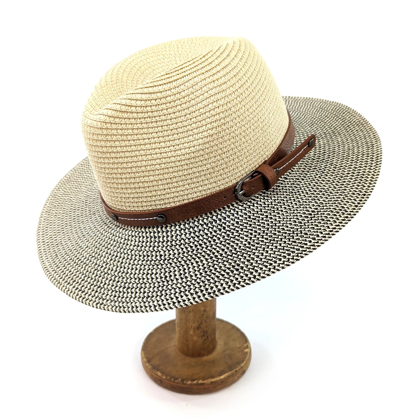 Folding Panama Style Travel Sun Hat – Mottled/Natural | Rollable Summer Hat with Adjustable Fit (61cm)