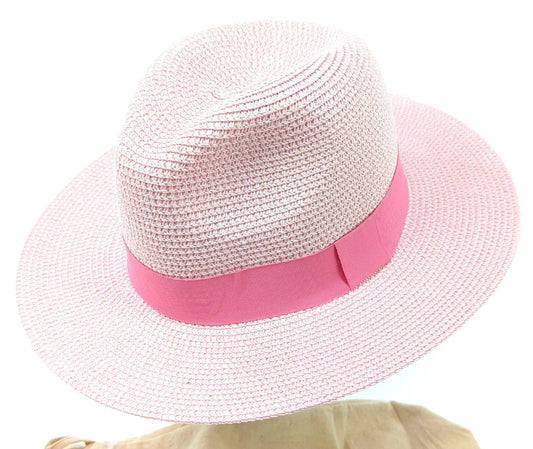 Vintage Pink Panama Foldable Sun Hat 57cm