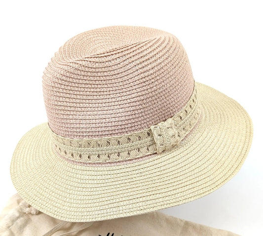 Panama Foldable Hat-Rose Pink 57cm