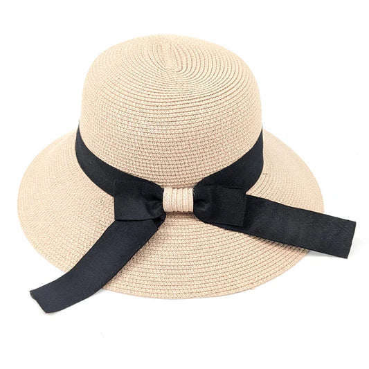 Foldable Cloche Hat with Bow – Light Pink | Packable Summer Elegance