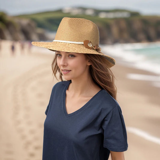 Plaited Brim Foldable Panama Hat – Dark Natural (57cm)